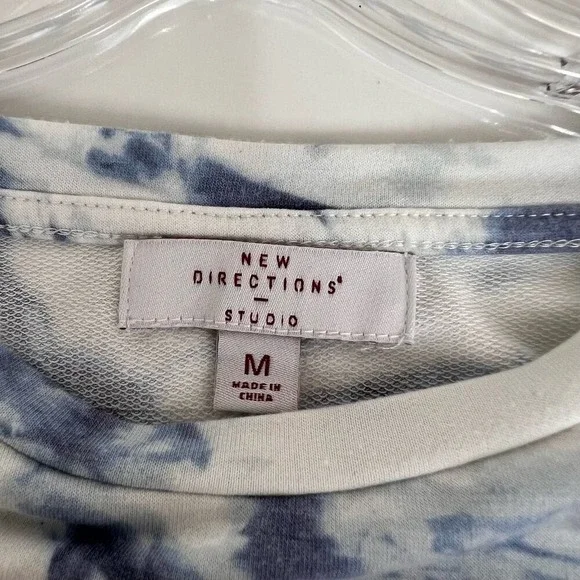 New Directions |‎ Blue Tie Dye T-Shirt Dress Casual Short Sleeve Belted | Medium - Picture 7 of 8